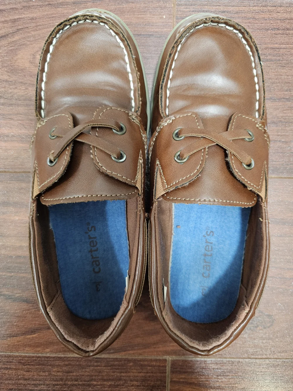 Carter's Brown Leather Boys Dressy Boat Shoes